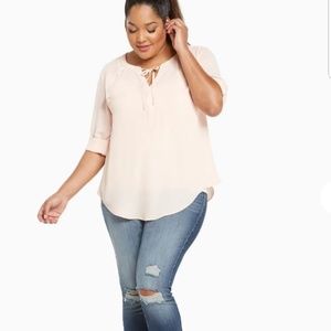 TORRID Georgette Tie Neck Top Size 2